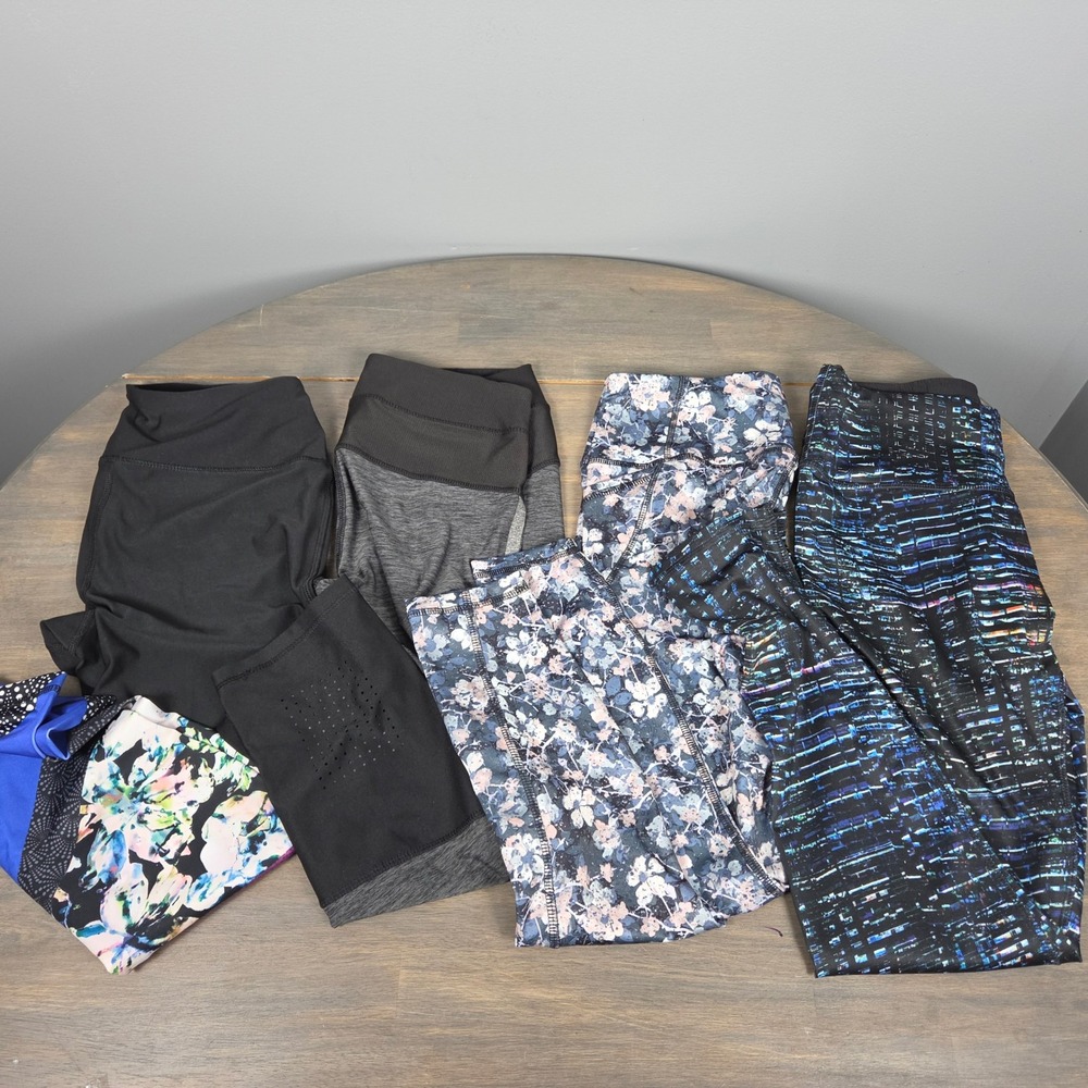 RBX Womens Medium Leggings Lot 4 Athletic Yoga Capri Floral Mesh Activewear